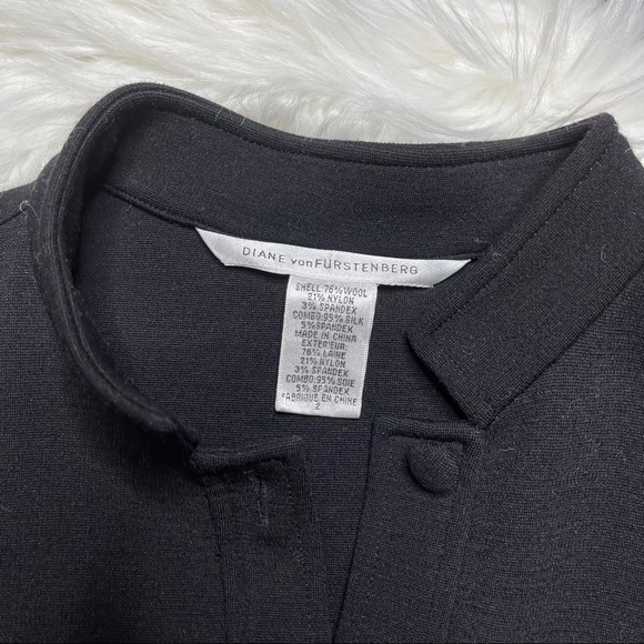 Diane Von Furstenberg Half Button Down Black Dress - Picture 3 of 12